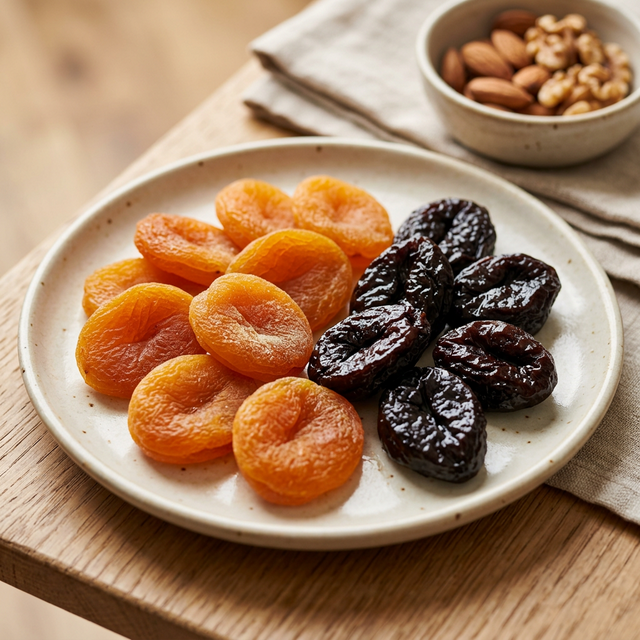 2. Dried Plums & Apricots (Potassium Depot)